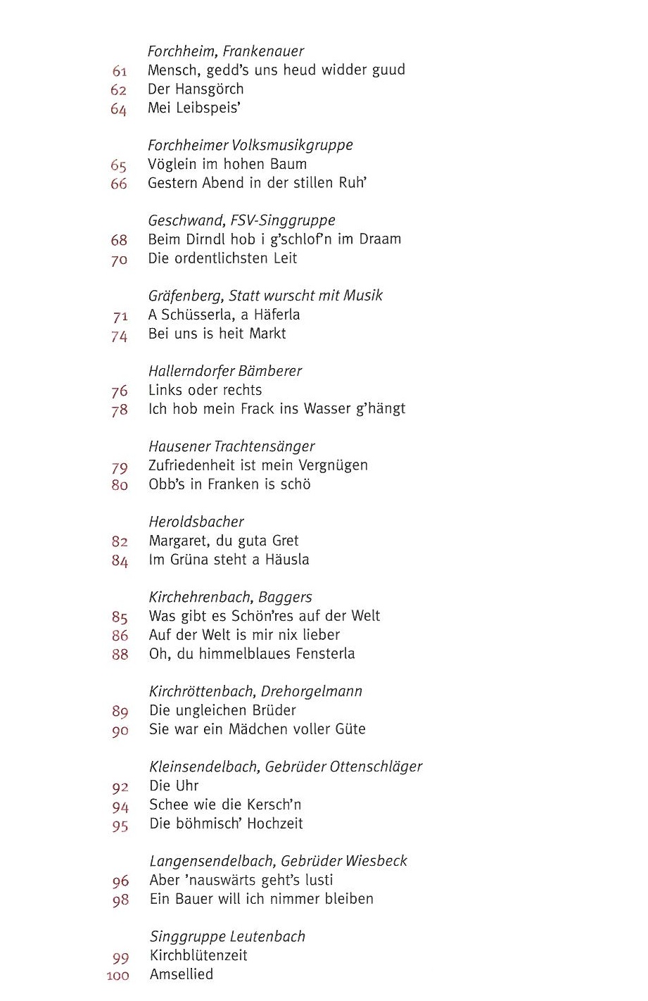 Die Allerschönsten... – Lieder aus der Fränkischen Schweiz