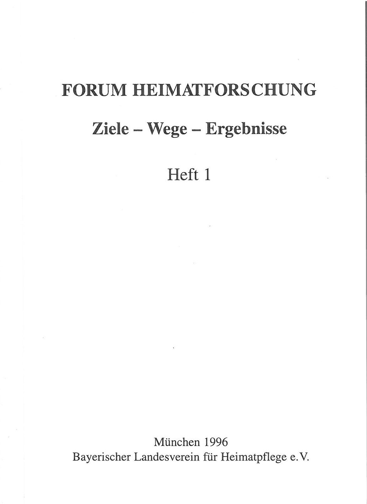 Forum Heimatforschung 1