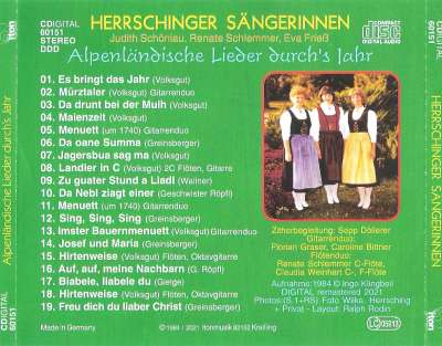 CD Herrschinger Sängerinnen, Alpenländische Lieder durch's Jahr