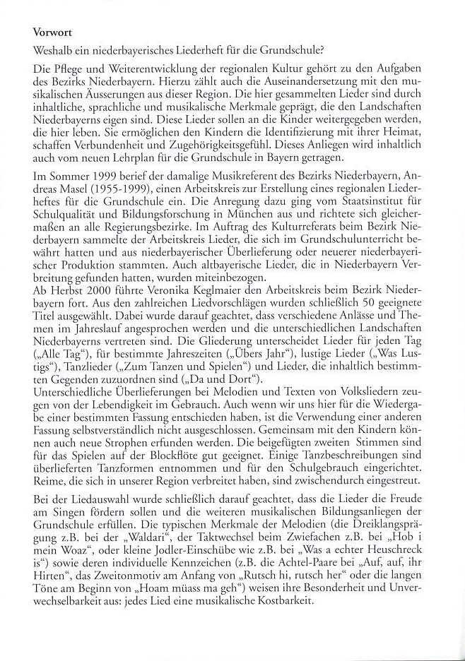 Regionale Lieder für die Grundschulen in Niederbayern