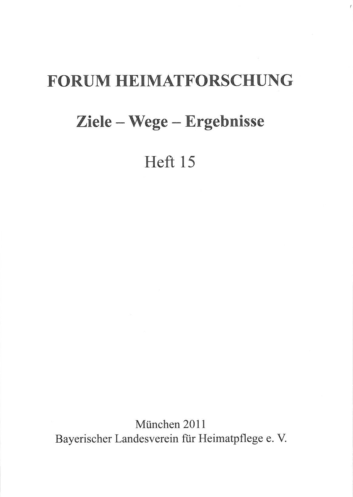 Forum Heimatforschung 15