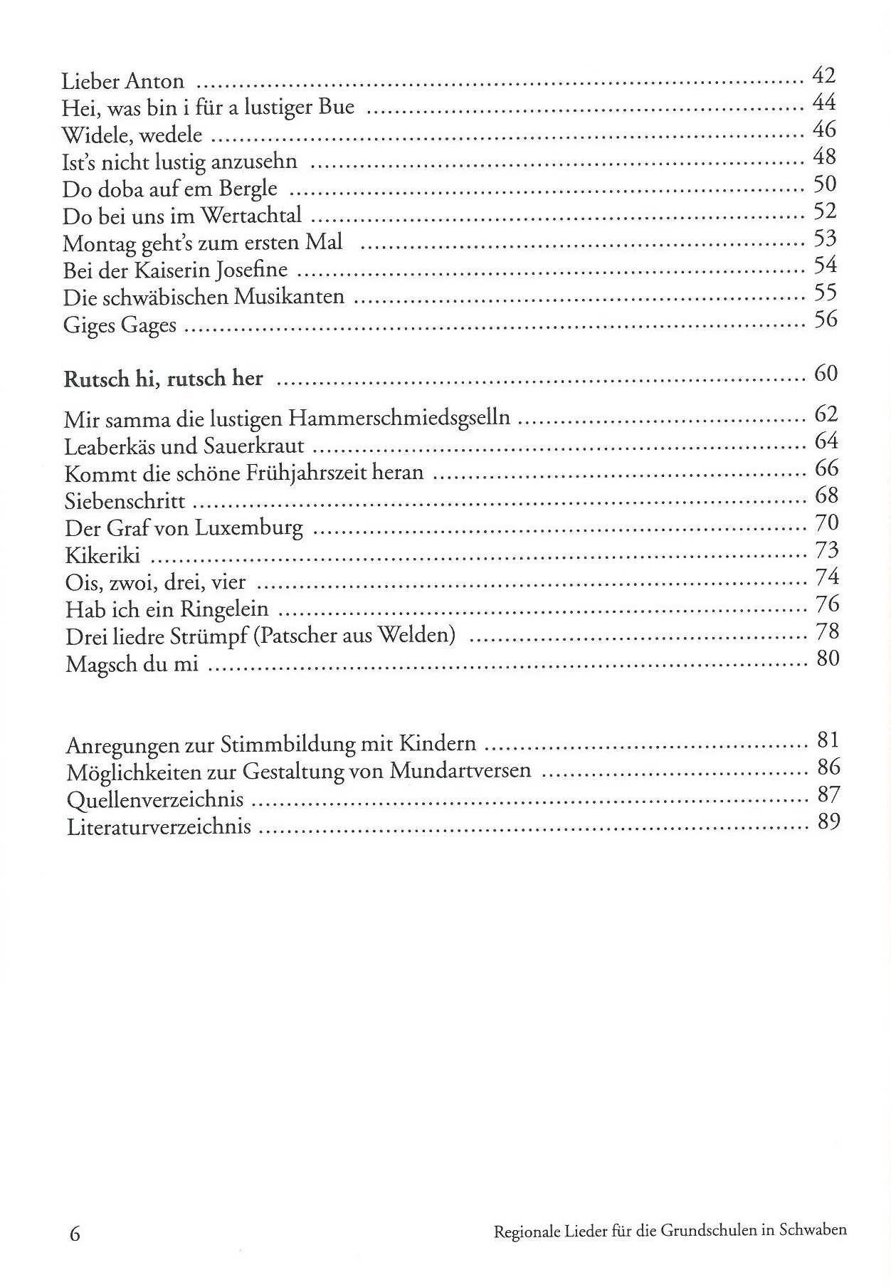 Regionale Lieder für die Grundschulen in Schwaben