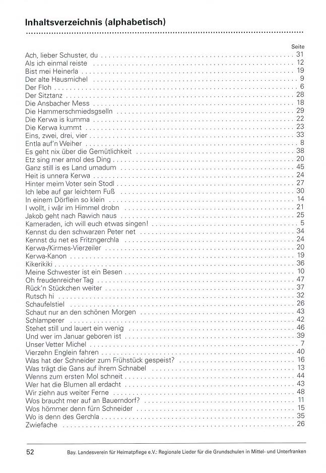 Regionale Lieder für die Grundschulen in Mittel- und Unterfranken
